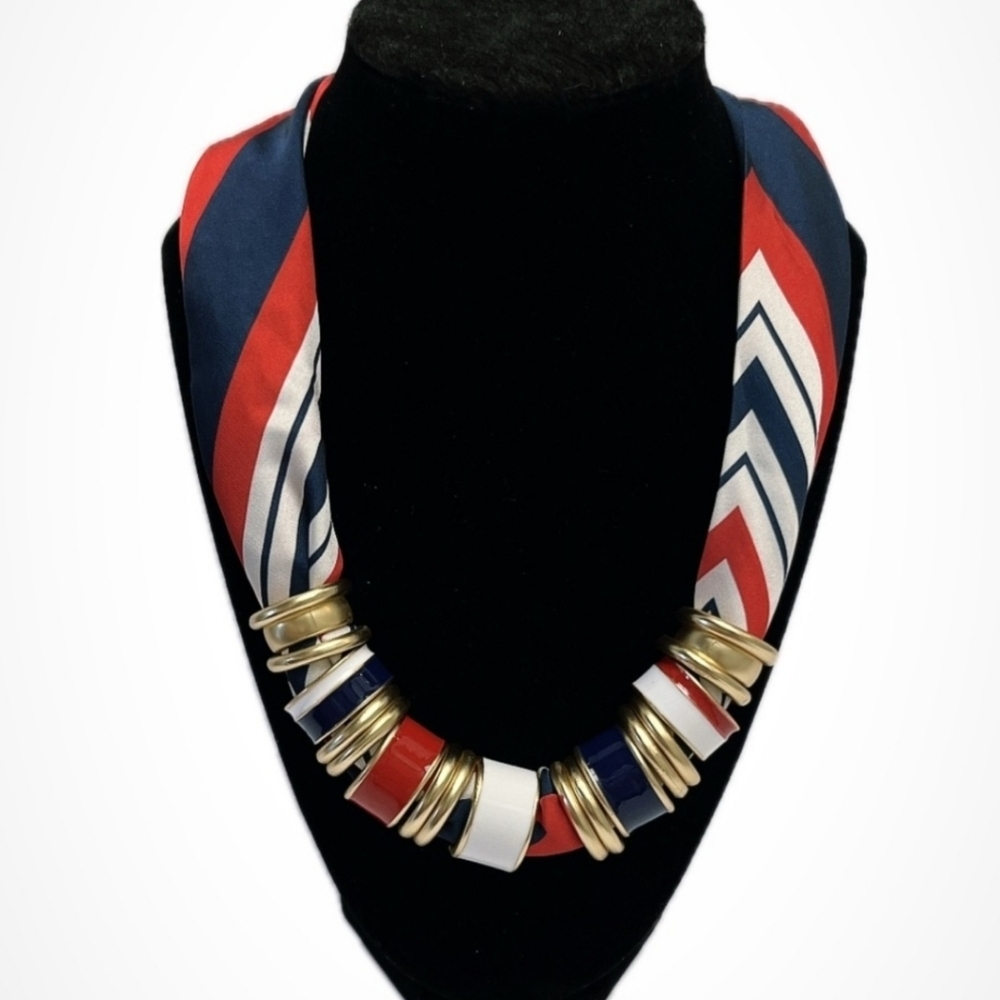 ♥️▪️💙 Piper K red, white, blue Patriotic adjustable scarf necklace
